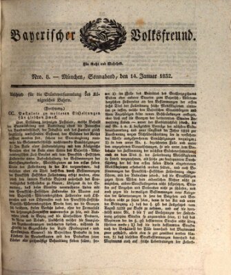 Der bayerische Volksfreund Samstag 14. Januar 1832