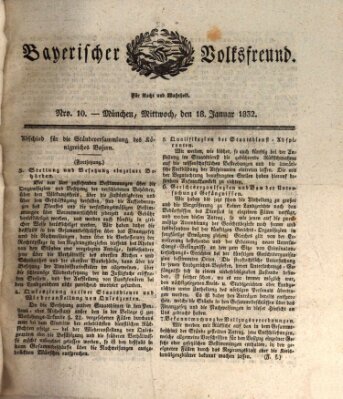 Der bayerische Volksfreund Mittwoch 18. Januar 1832