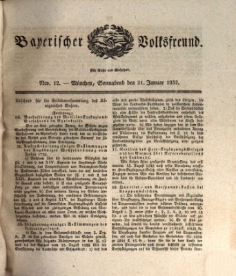 Der bayerische Volksfreund Samstag 21. Januar 1832