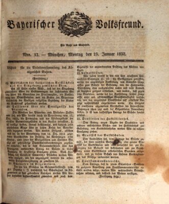 Der bayerische Volksfreund Montag 23. Januar 1832