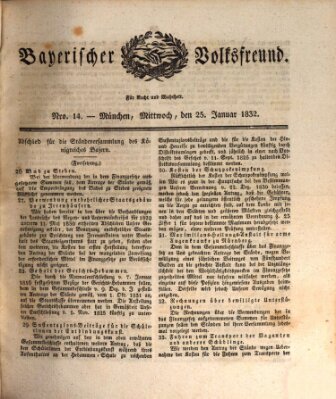 Der bayerische Volksfreund Mittwoch 25. Januar 1832