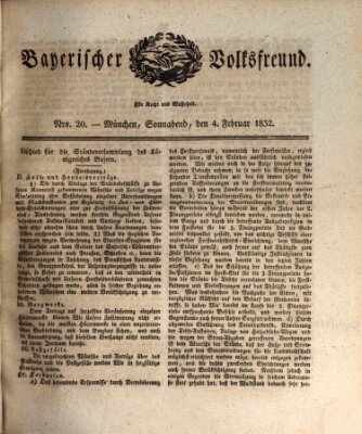 Der bayerische Volksfreund Samstag 4. Februar 1832