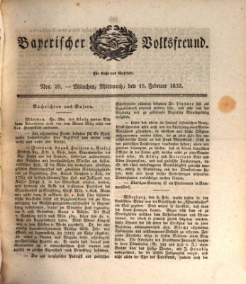 Der bayerische Volksfreund Mittwoch 15. Februar 1832