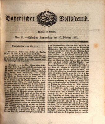 Der bayerische Volksfreund Donnerstag 16. Februar 1832