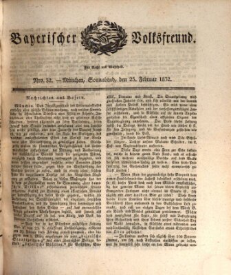 Der bayerische Volksfreund Samstag 25. Februar 1832