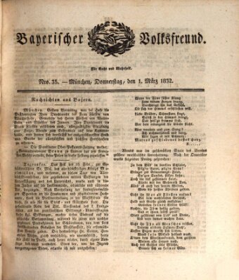 Der bayerische Volksfreund Donnerstag 1. März 1832