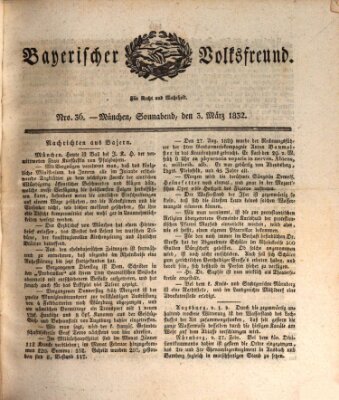 Der bayerische Volksfreund Samstag 3. März 1832