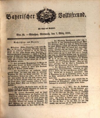 Der bayerische Volksfreund Mittwoch 7. März 1832