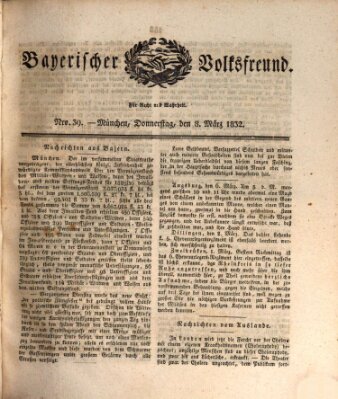 Der bayerische Volksfreund Donnerstag 8. März 1832