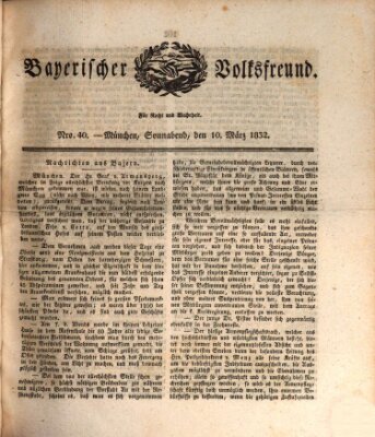 Der bayerische Volksfreund Samstag 10. März 1832