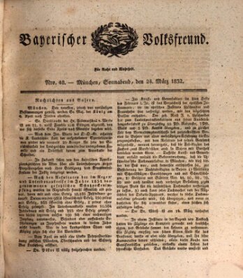 Der bayerische Volksfreund Samstag 24. März 1832