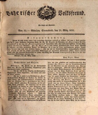 Der bayerische Volksfreund Samstag 31. März 1832