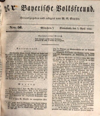 Der bayerische Volksfreund Samstag 7. April 1832