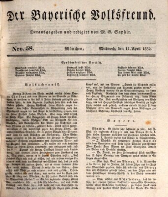 Der bayerische Volksfreund Mittwoch 11. April 1832