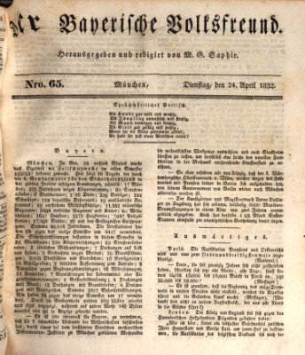 Der bayerische Volksfreund Dienstag 24. April 1832