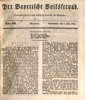 Der bayerische Volksfreund Samstag 2. Juni 1832