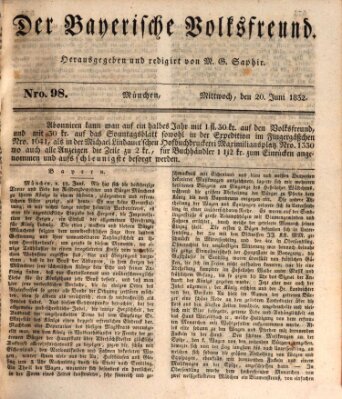 Der bayerische Volksfreund Mittwoch 20. Juni 1832