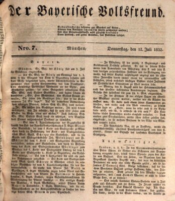 Der bayerische Volksfreund Donnerstag 12. Juli 1832