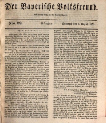 Der bayerische Volksfreund Mittwoch 8. August 1832