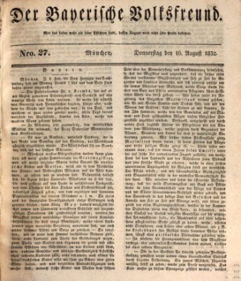 Der bayerische Volksfreund Donnerstag 16. August 1832