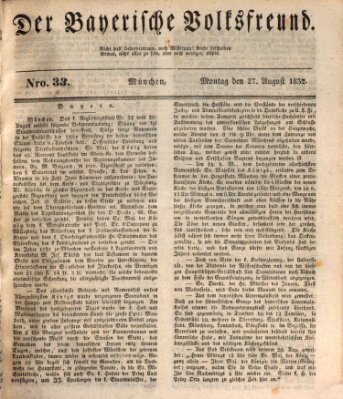 Der bayerische Volksfreund Montag 27. August 1832