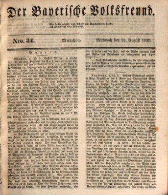 Der bayerische Volksfreund Mittwoch 29. August 1832