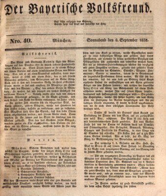 Der bayerische Volksfreund Samstag 8. September 1832