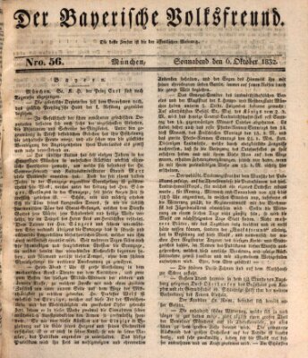 Der bayerische Volksfreund Samstag 6. Oktober 1832