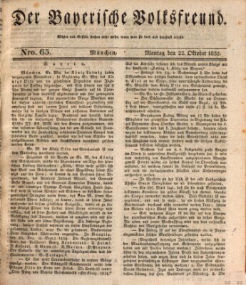 Der bayerische Volksfreund Montag 22. Oktober 1832