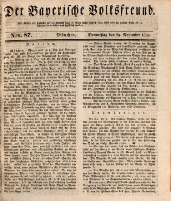 Der bayerische Volksfreund Donnerstag 29. November 1832