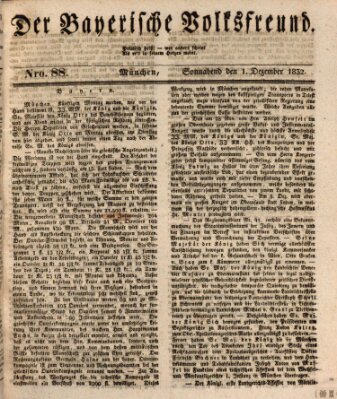 Der bayerische Volksfreund Samstag 1. Dezember 1832