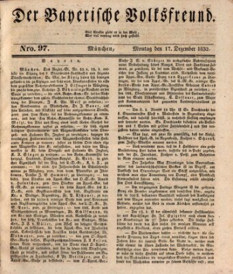 Der bayerische Volksfreund Montag 17. Dezember 1832