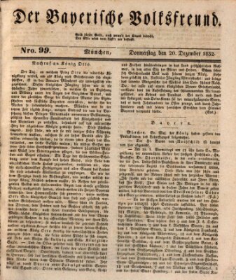 Der bayerische Volksfreund Donnerstag 20. Dezember 1832