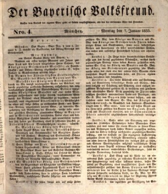 Der bayerische Volksfreund Montag 7. Januar 1833