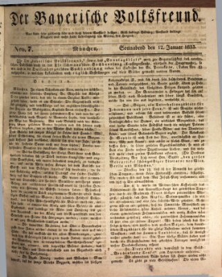 Der bayerische Volksfreund Samstag 12. Januar 1833