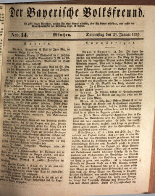 Der bayerische Volksfreund Donnerstag 24. Januar 1833