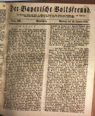 Der bayerische Volksfreund Montag 28. Januar 1833