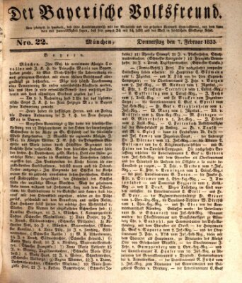 Der bayerische Volksfreund Donnerstag 7. Februar 1833