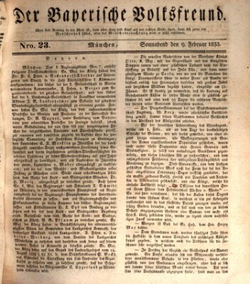 Der bayerische Volksfreund Samstag 9. Februar 1833