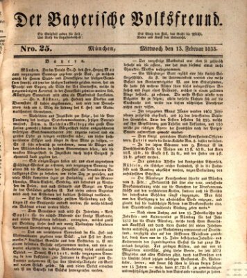 Der bayerische Volksfreund Mittwoch 13. Februar 1833