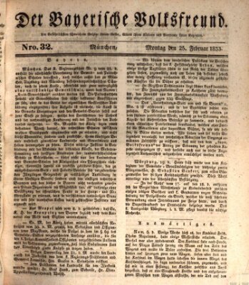 Der bayerische Volksfreund Montag 25. Februar 1833