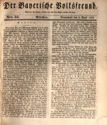 Der bayerische Volksfreund Samstag 6. April 1833