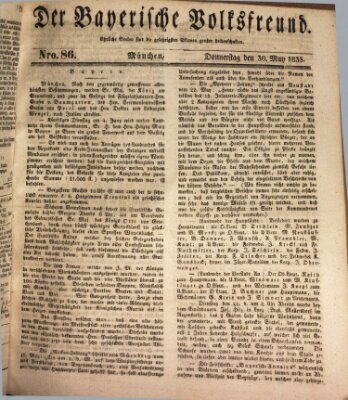 Der bayerische Volksfreund Donnerstag 30. Mai 1833