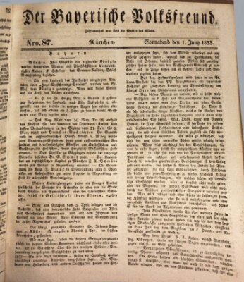 Der bayerische Volksfreund Samstag 1. Juni 1833