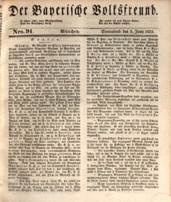 Der bayerische Volksfreund Samstag 8. Juni 1833