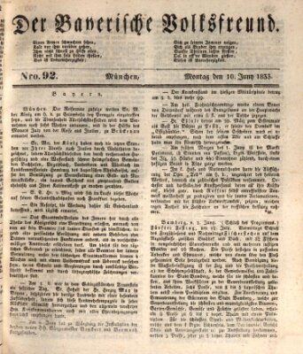 Der bayerische Volksfreund Montag 10. Juni 1833