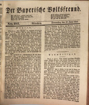 Der bayerische Volksfreund Donnerstag 27. Juni 1833