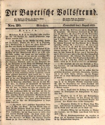 Der bayerische Volksfreund Samstag 3. August 1833