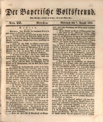 Der bayerische Volksfreund Mittwoch 7. August 1833