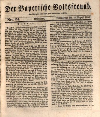 Der bayerische Volksfreund Samstag 10. August 1833